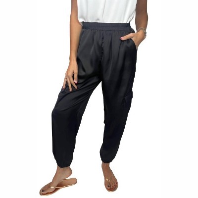 Women's Satin Cargo Joggers - KLd. Signature