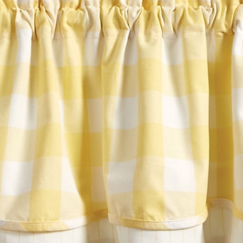 Park Designs Buffalo Check Yellow Lined Layered Valance 72" x 16", 3 of 4