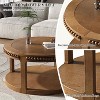 Kumasinova 31.5" Round Solid Wood Coffee Table,2-Tier Thickened Tabletop Tea Table Accent Center Table for Living Room,100lbs Max,Walnut - 3 of 4