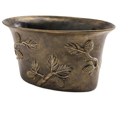 Plow & Hearth Pine Cone Cast Aluminum Firewood Bucket
