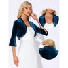 Allegra K Women's Velvet Shrug 3/4 Sleeve Open Front Ruffled Cropped Cardigan - 2 of 4