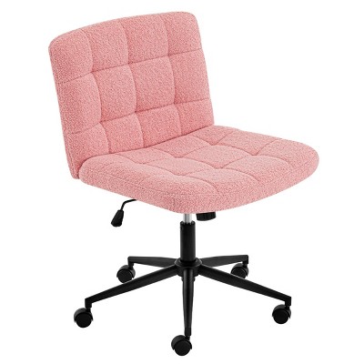 GlasFlength Task and Office Chairs Armless Office Chair Ergonomic Rolling Computer Desk Chair Work Chair for Office, Pink, 25"*23.7"*37.6"