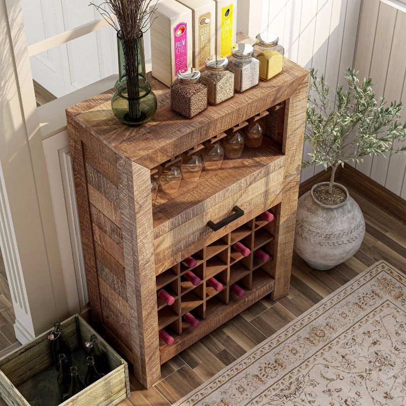Audrey Rustic Mango Wood Wine Cabinet Natural - Furniture Of America, 6 of 7