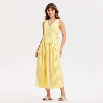 Женские платья A New Day Women's Maxi Wrap Dress - A New Day™ Yellow Striped M — фото 3