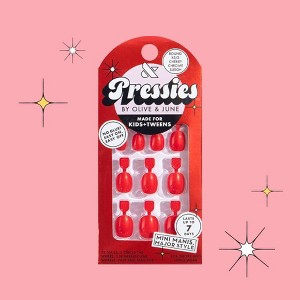 Olive & June Pressies Fake Nails - S Round - Cherry Chrome Sleigh - 28ct - 1 of 4