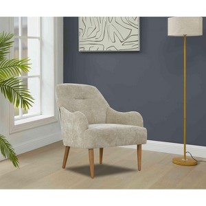 CAVINAS Chenille Accent Chair with Mid-Height Backrest and Wood Legs,Modern Upholstered Living Room Chairs,Reading Chairs for Living Room - 1 of 4