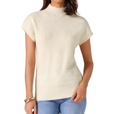 INSPIRE CHIC Women's Sleeveless Mock Neck Knitted Pullover Sweater Tops