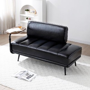 NicBex Modern 55" Single Sofa, 360-degree Swivel Tray Couch for Living Room, PU Leather Entryway Ottoman Bench, Tufted Upholstered End of Bed Bench - 1 of 4