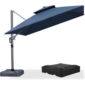 PURPLE LEAF Outdoor Cantilever Umbrella with Base Large Patio Umbrella Windproof Heavy Duty Hanging Offset Umbrella for Garden Outdoor Pool - 1 of 4