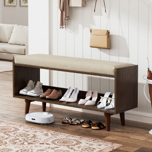 Shoe Bench, Storage Bench, Entryway Bench with Cushion, Shoe Shelf with Seat, Space-Saving, Modern Style, for Living Room, Bedroom, Hallway - 1 of 4