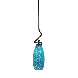 Toltec Lighting Capri 1 - Light Pendant in  Dark Granite with 5.5" Turquoise Fusion Shade - 1 of 1