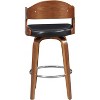 Black Wood Faux Leather 27" Mid-Century Bar Seat Height Swivel Bar Stool - 3 of 4