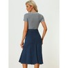 Allegra K Women's Casual Denim High Waisted A-Line Flared Midi Skirts - 3 of 4