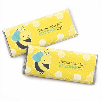 Big Dot of Happiness Honey Bee - Candy Bar Wrapper Baby Shower or Birthday Party Favors - Set of 24