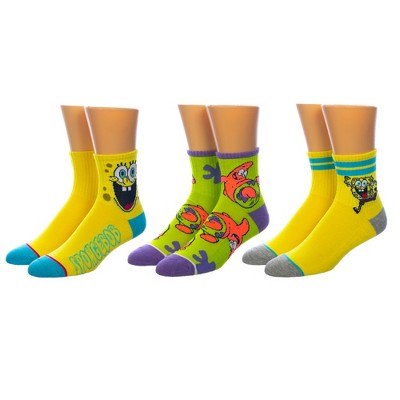 Spongebob Quarter Mens 3pk Socks Set : Target