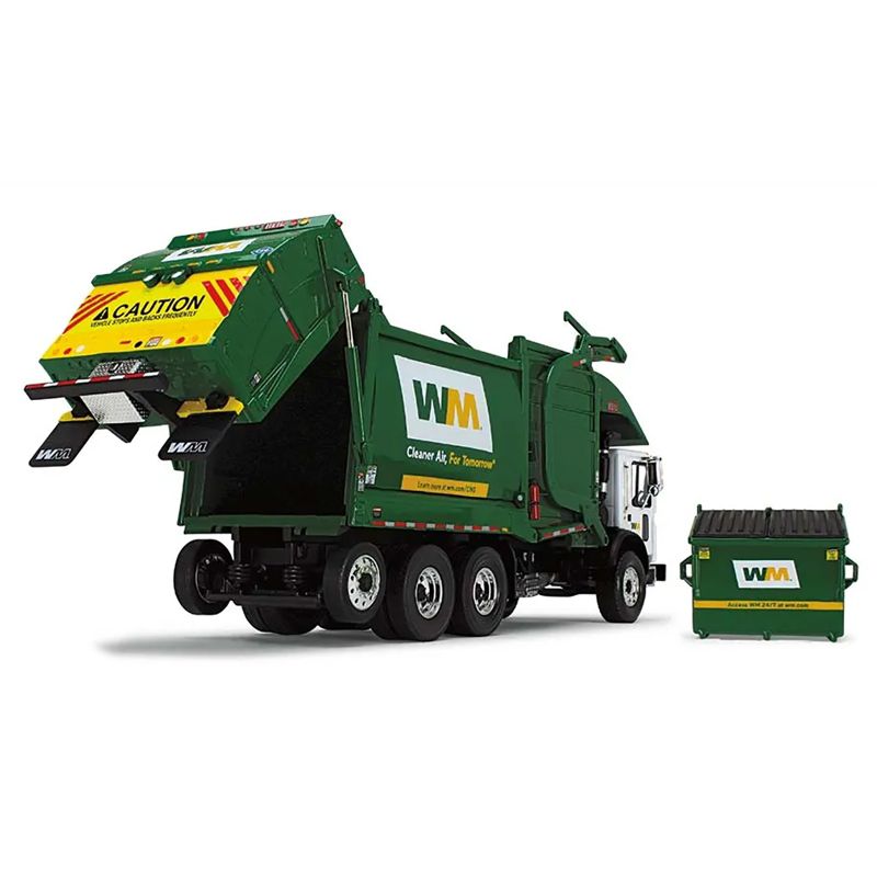 Mack TerraPro Refuse Garbage Truck w/Front End Loader and CNG Tailgate White and Green w/Bin 1/34 Diecast Model by First Gear, 3 of 6