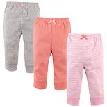 Luvable Friends Baby and Toddler Girl Cotton Pants 3pk, Stripe Light Pink Coral