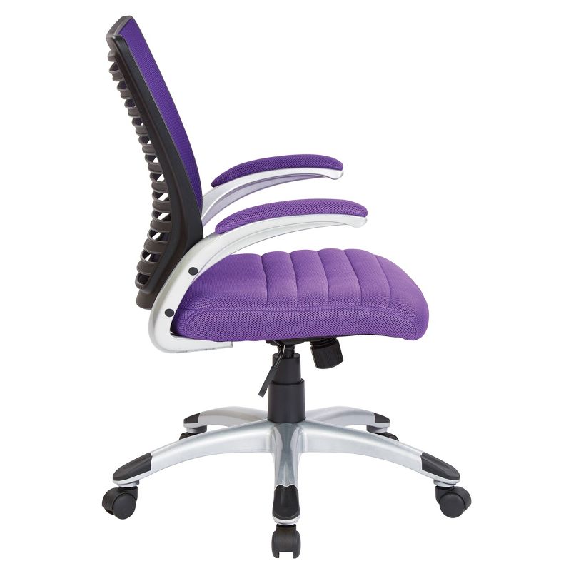 Mesh Seat and Screen Back Managers Chair with Padded Silver Arms Base - OSP Home Furnishings, 3 of 5