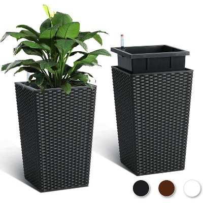 AcekoolPlanters - Self-Watering with Rattan Design for Indoor/Outdoor