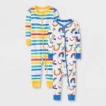 Baby Girls' 2pk Rainbow & Birds Tight Fit Pajama Romper - Cat & Jack™ Blue