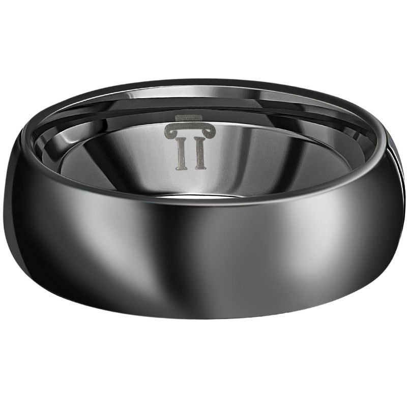 Pompeii3 Men's Black Polished Bright Tungsten Ring Ring 7mm Comfort Fit Wedding Band, 1 of 5