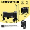 NAYSAYE Folding Utility Wagon Trolley with Bench Seat Dog Leash Heavy Duty Design for Camping Beach and Shopping, Black and Gray, 29"*18"*32.75" - 3 of 4