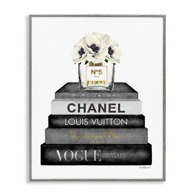 Stupell Industries Monochrome Fashion Designer Bookstack, 16" x 20"