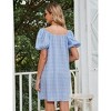Clearlove Women Summer Back Bow Tie Mini Dress Square Neck Puff Short Sleeve A Line Dress - 4 of 4