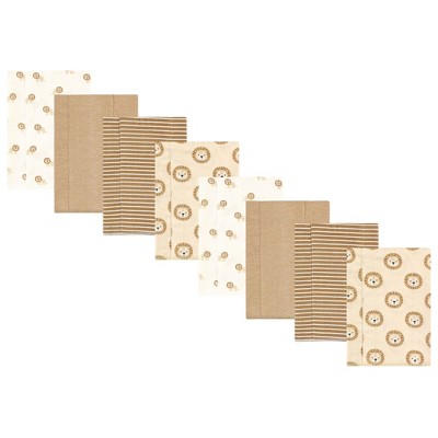 Hudson Baby Boys Cotton Poly Flannel Burp Cloths 8-Pack, Brave Lion, One Size