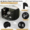 ALEXOUN Bathroom Vanity with Ceramic Sink,Wood Floor Standing Bathroom Vanity Cabinet with Double-Layered Storage Shelves & Divided Drawer - 3 of 4