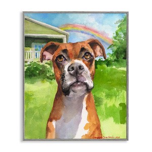 Stupell Industries Boxer and Rainbow Portrait Framed Giclee Art - 1 of 4