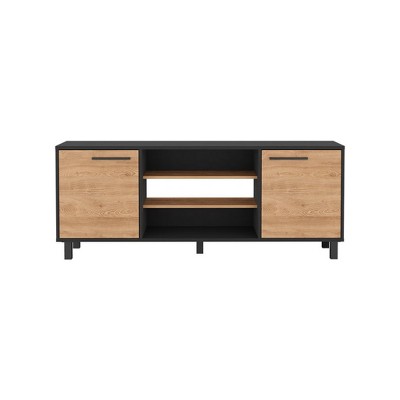 NicBex TV Stands for 55 inch TV,Modern Entertainment Center with 3 Shelves,TV Console for Living Room, Bedroom, Home,Black/Pine