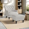 Light Gray Modern Fabric Club Fashion Upholstered Armchair and Matching Ottoman Set - 4 of 4