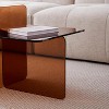 MAYEERTY Tempered Brown Glass SideTable, Small Tea Table, Brown Night Stand Tempered Glass Sofa Table - 4 of 4