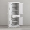 Gulches Farmhouse 72" Tall Freestanding Kitchen Pantry Cabinet - 4 Barn Doors, Drawer, 5-Tier & Adjustable Shelves, White 30"W x15.8"D x72"H - 4 of 4