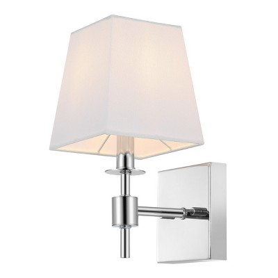 Clauren Chrome Iron Wall Sconce Set with White Shade