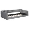 CAVINAS Twin/Full Size Pine Wood Velvet Upholstered Daybed Bed Frame with Side Storage pocket,No Box Spring Needed - 4 of 4