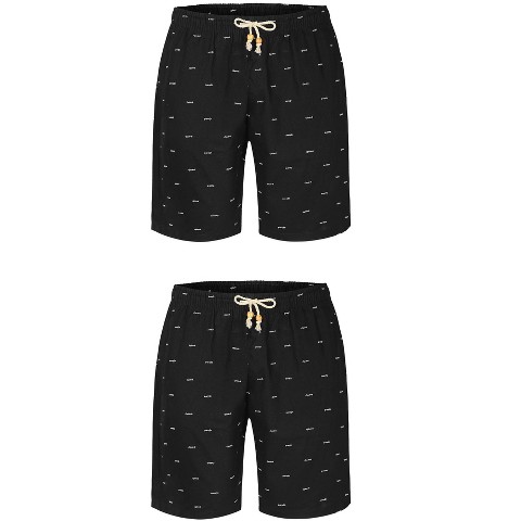 Lars Amadeus Men's Holiday Elastic Waistband Fish Printed Swimming Beach Board Shorts 2 Pack Black 34