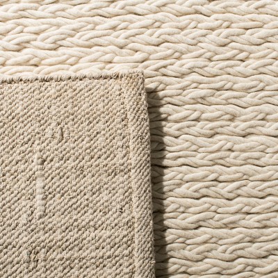 Handmade Ivory Braided Wool 6' Square Area Rug