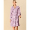 INSPIRE CHIC Women's Notch Lapel Long Sleeve Smocked Waist Floral Dress - 3 of 4
