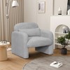 CAVINAS Upholstered Accent Chair with Arms and Pillow,Modern Teddy Fleece Arm Chairs for Bedroom,Reading Room,Gray/Beige/Pink - 2 of 4