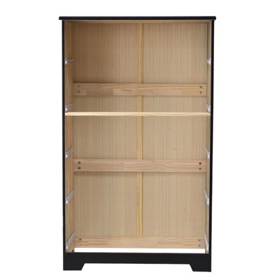 Isabela Mid-Century Black Solid Pine 5-Drawer Vertical Chest