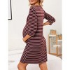 Women's Maternity Nightgown 3/4 Sleeve Striped Nursing Sleepshirt Button Breastfeeding Sleep Dress - 4 of 4