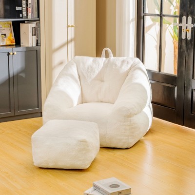 CAVINAS Cozy Fluffy Teddy Bean Bag Chair with Memory Foam,Soft Bean Bag Couch,Accent Chairs for Living Room