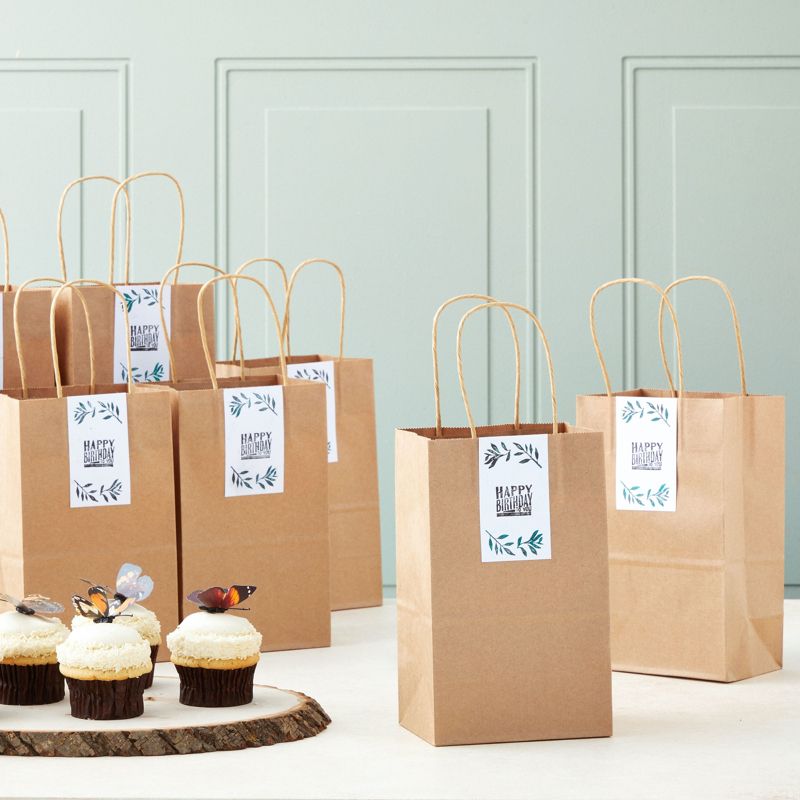 Juvale 36 Pack Small Kraft Party Favor Gift Bags with Handles for Birthday, 8.5 x 5.25 In, 2 of 9