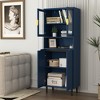 Tempered Glass Door Tall Storage Bookcase with adjustable board, 4 doors MDF painting finished cabinet, White, Living room Bedroom storage - 2 of 4