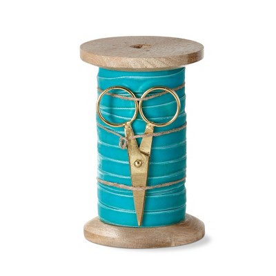 tag Velvet Ribbon with Scissor Spool 5Yd Aqua