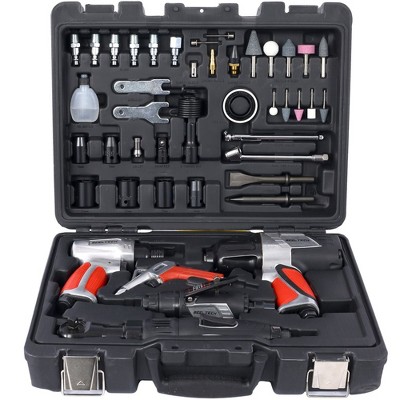 44 Pieces Professional Air Tool Accessories Kit With Impact Wrench Air Ratchet Die Grinder Air Hammer Dual Air Chuck Tire Gauge