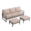 Sonkuki 3 Pieces Sofa with Side Table, All-Weather PE Rattan Wicker Set Patio Conversation Couch with Cushion - 2 of 4
