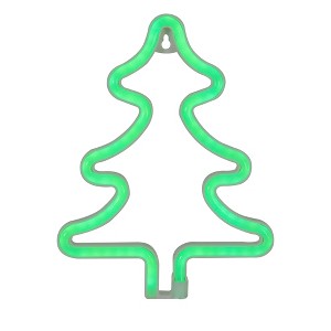 Northlight 9.5" Green Christmas Tree LED Neon Style Window Silhouette - 1 of 4